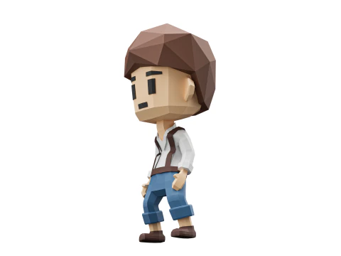 Low-Poly young boy character 3D Model