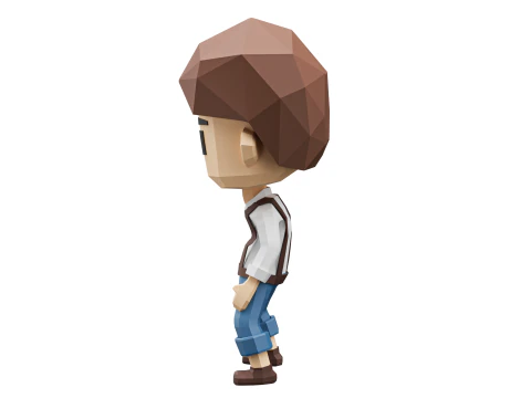 Low-Poly young boy character 3D Model