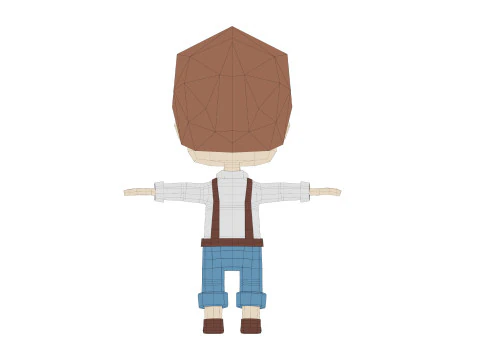 Low-Poly young boy character 3D Model