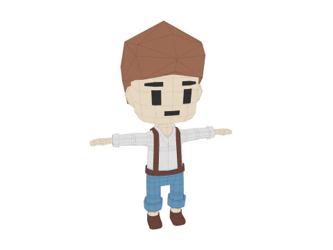 Low-Poly young boy character 3D Model