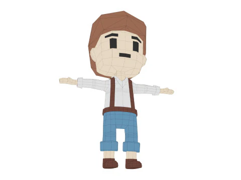Low-Poly young boy character 3D Model