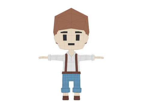 Low-Poly young boy character 3D Model