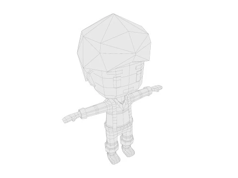 Low-Poly young boy character 3D Model