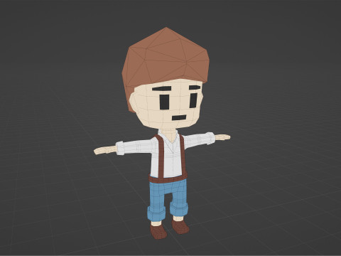 Low-Poly young boy character 3D Model