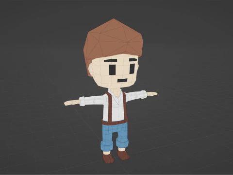 Low-Poly young boy character 3D Model