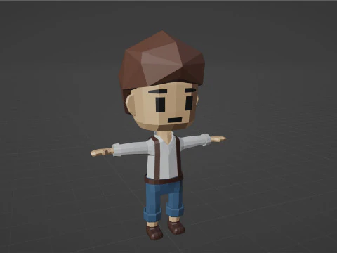 Low-Poly young boy character 3D Model