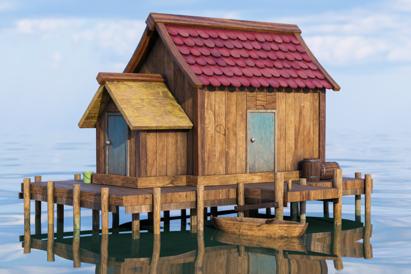 Wooden Fishing House 3D-Modell .c4d .max .obj .3ds .fbx .stl .blend 