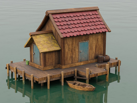 Wooden Fishing House 3D-Modell
