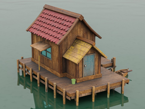 Wooden Fishing House 3D-Modell