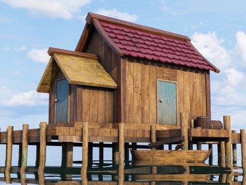 Wooden Fishing House 3D-Modell