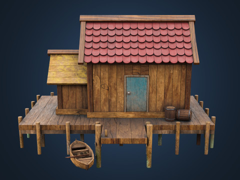 Wooden Fishing House 3D-Modell