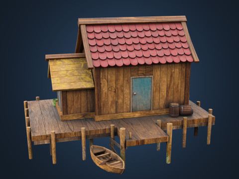 Wooden Fishing House 3D-Modell