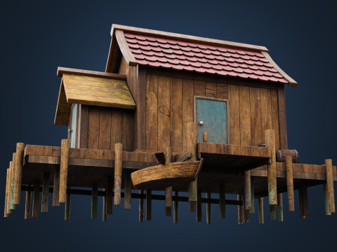 Wooden Fishing House 3D-Modell