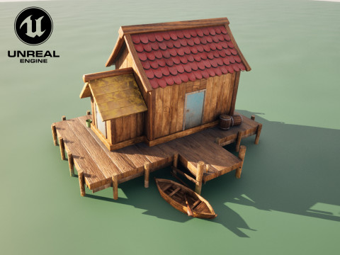 Wooden Fishing House 3D-Modell