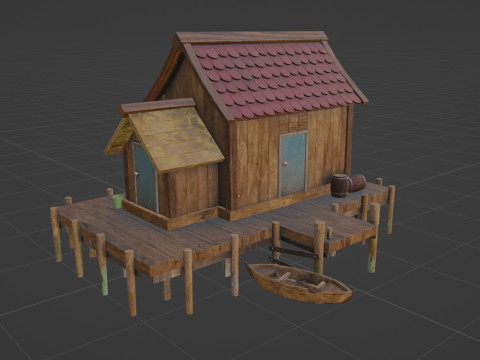 Wooden Fishing House 3D-Modell