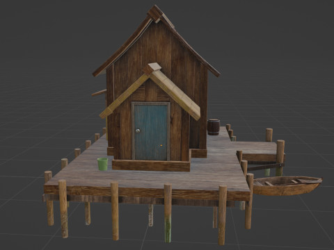 Wooden Fishing House 3D-Modell
