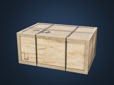 Wooden Cargo box low-poly 3D Model