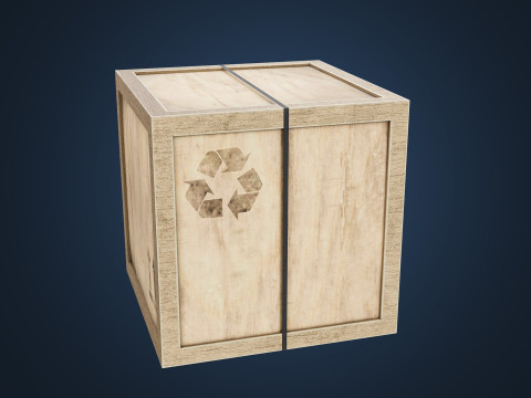 Wooden Cargo box low-poly 3D Model