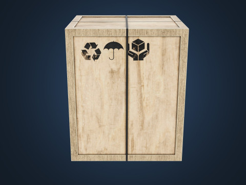 Wooden Cargo box low-poly 3D Model