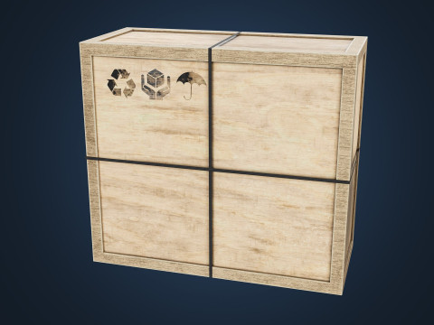 Wooden Cargo box low-poly 3D Model