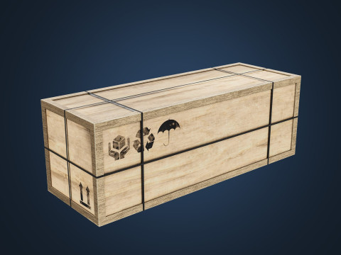 Wooden Cargo box low-poly 3D Model