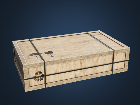 Wooden Cargo box low-poly 3D Model