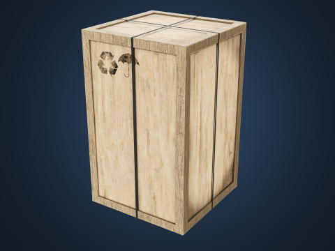 Wooden Cargo box low-poly 3D Model