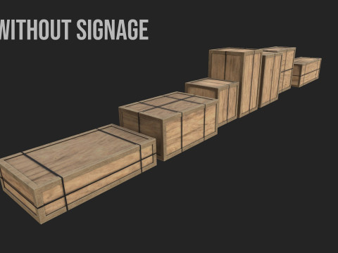Wooden Cargo box low-poly 3D Model