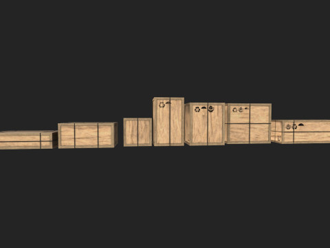Wooden Cargo box low-poly 3D Model