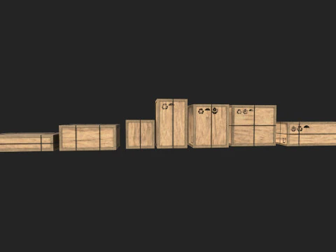 Wooden Cargo box low-poly 3D Model