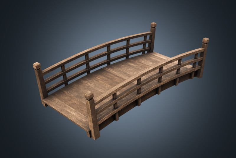 Wooden Bridge PBR Game Ready Low-poly Modelo 3D .c4d .max .obj .3ds .fbx .stl .blend 
