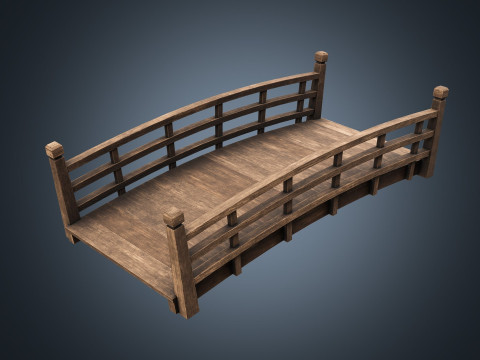 Wooden Bridge PBR Game Ready Low-poly 3Dモデル