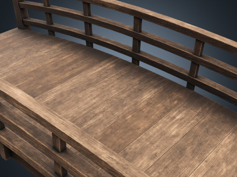 Wooden Bridge PBR Game Ready Low-poly Modelo 3D