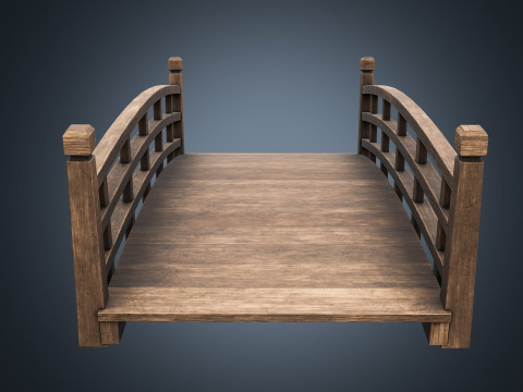 Wooden Bridge PBR Game Ready Low-poly Modelo 3D