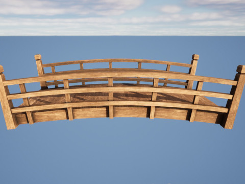 Wooden Bridge PBR Game Ready Low-poly Modelo 3D