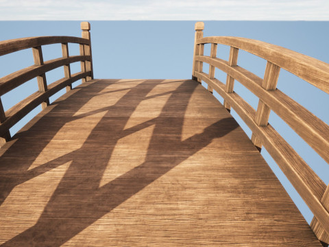Wooden Bridge PBR Game Ready Low-poly Modelo 3D