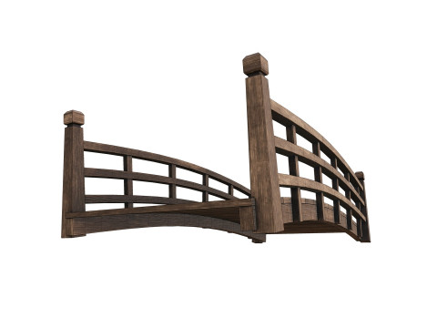 Wooden Bridge PBR Game Ready Low-poly Modelo 3D