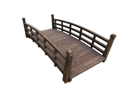 Wooden Bridge PBR Game Ready Low-poly Modelo 3D