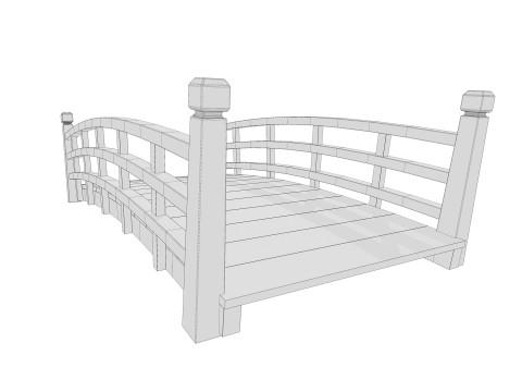 Wooden Bridge PBR Game Ready Low-poly Modelo 3D