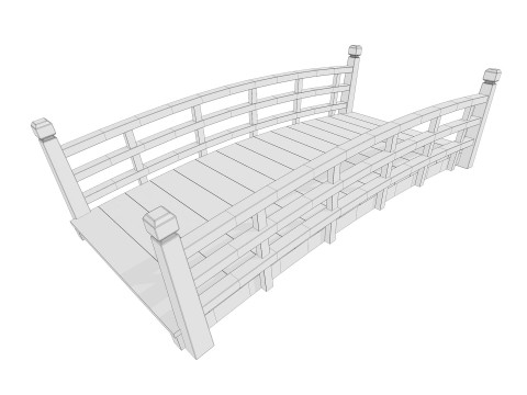 Wooden Bridge PBR Game Ready Low-poly Modelo 3D