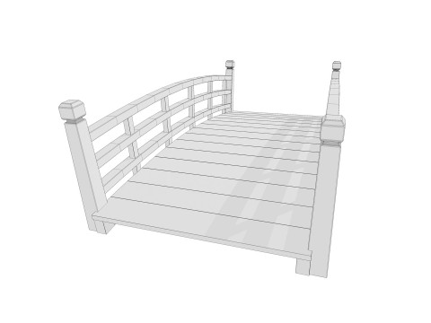 Wooden Bridge PBR Game Ready Low-poly Modelo 3D