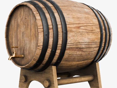 Wine barrel PBR Low-poly 3Dモデル