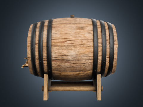 Wine barrel PBR Low-poly Modello 3D