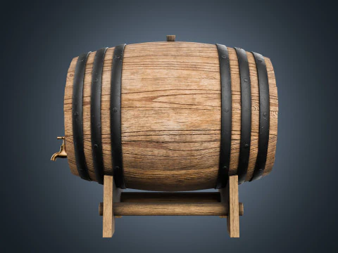 Wine barrel PBR Low-poly 3D Model