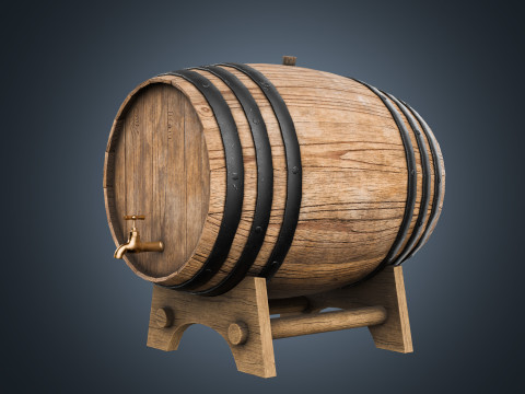 Wine barrel PBR Low-poly Modello 3D