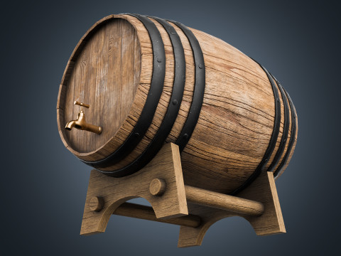 Wine barrel PBR Low-poly Modello 3D