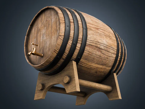 Wine barrel PBR Low-poly 3D Model