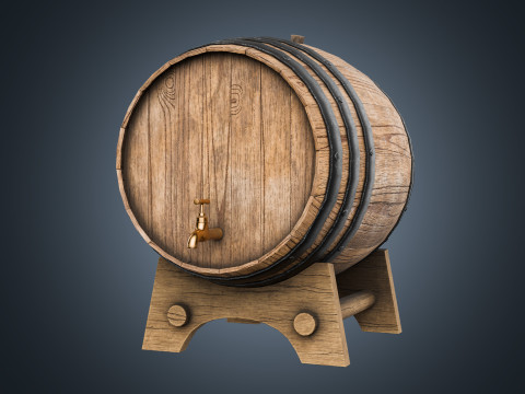Wine barrel PBR Low-poly Modello 3D