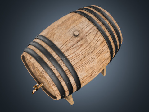 Wine barrel PBR Low-poly Modello 3D