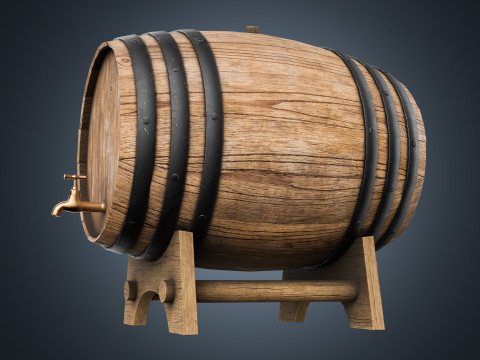 Wine barrel PBR Low-poly Modello 3D